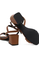 Leder sandalen mit blockabssatz Furla braun