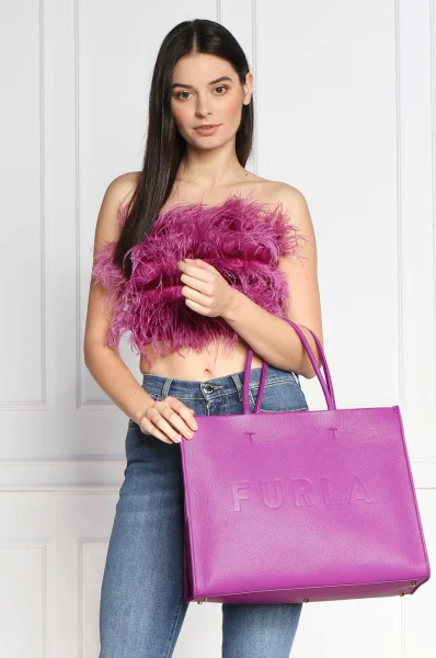 Leder shopper Furla violett