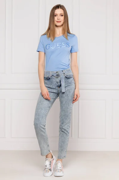 t-shirt satinette | regular fit GUESS himmelblau