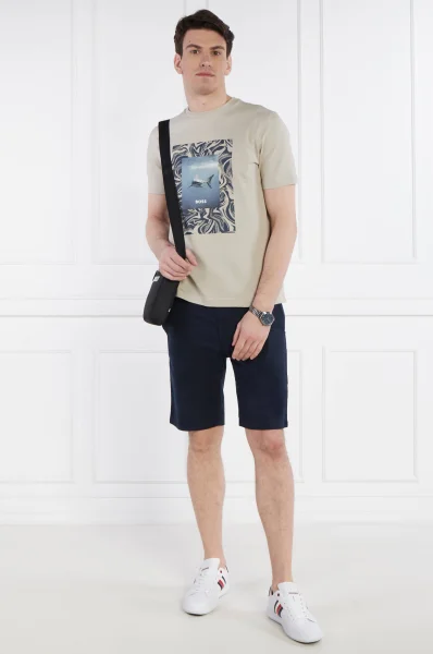 Leinen shorts Chino | Tapered fit BOSS ORANGE dunkelblau