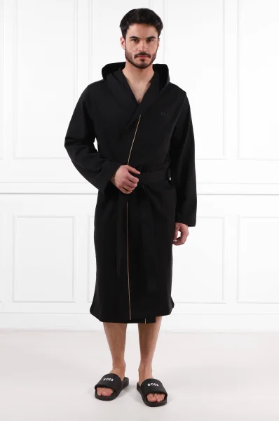Schwarz Hooded | BOSS Iconic Regular Bademantel | Robe Fit